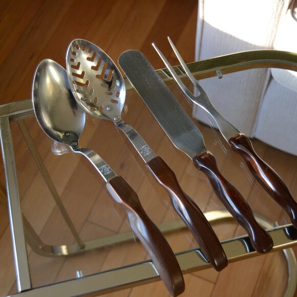 Cutco Other - CUTCO Stainless USA Kitchen Utensil Set Brown Swirl Handles
